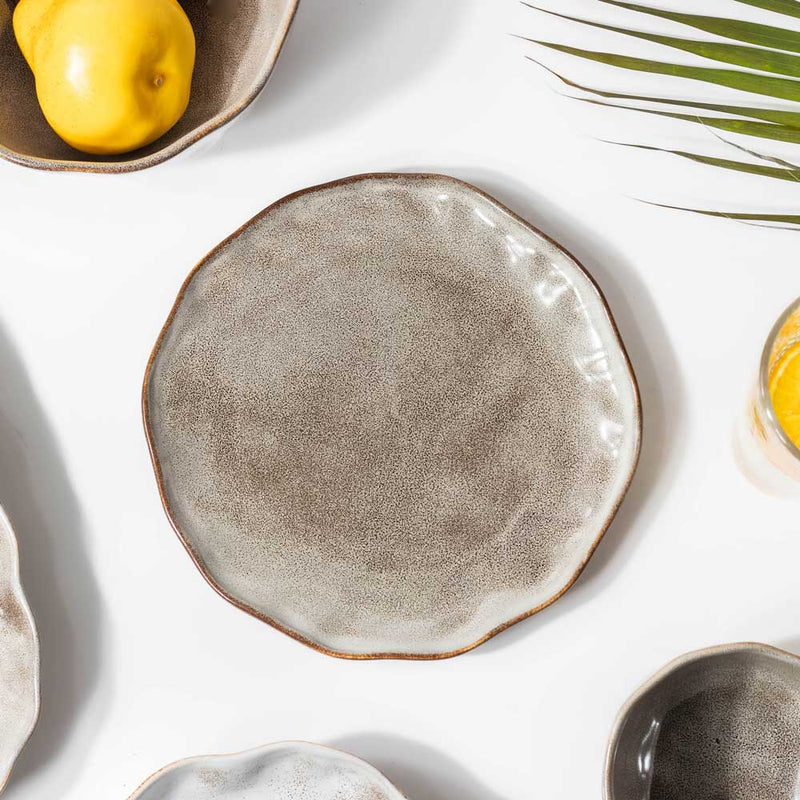 Eclectic Stoneware Snack Plate Grey 8 Inch - Serving plate, snack plate, dessert plate | Plates for dining & home decor