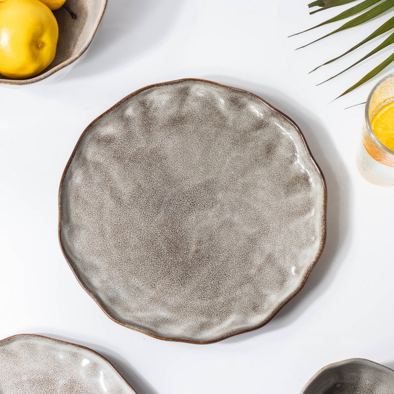 Eclectic Stoneware Dinner Plate Grey 10 Inch - Serving plate, lunch plate, ceramic dinner plates| Plates for dining table & home decor
