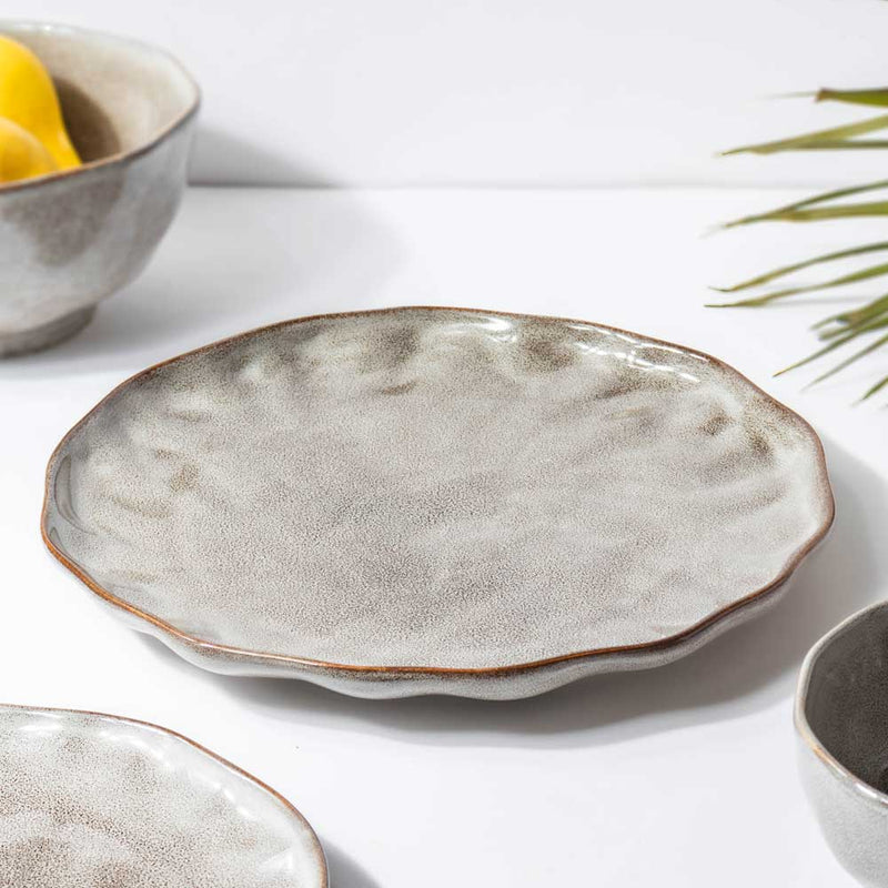Eclectic Stoneware Dinner Plate Grey 10 Inch - Serving plate, lunch plate, ceramic dinner plates| Plates for dining table & home decor