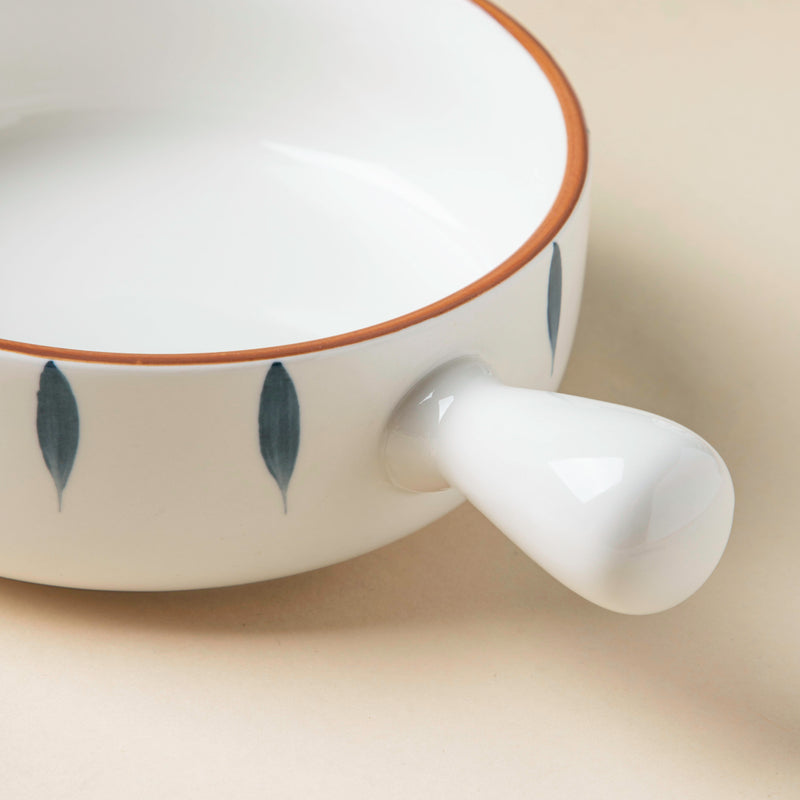 Teardrop Baking Bowl With Handle Blue - Ceramic bowl, salad bowls, snack bowls, bowl with handle, oven bowl | Bowls for dining table & home decor