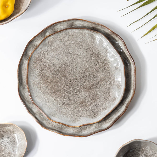 Eclectic Stoneware Dinner Plate Grey 10 Inch - Serving plate, lunch plate, ceramic dinner plates| Plates for dining table & home decor