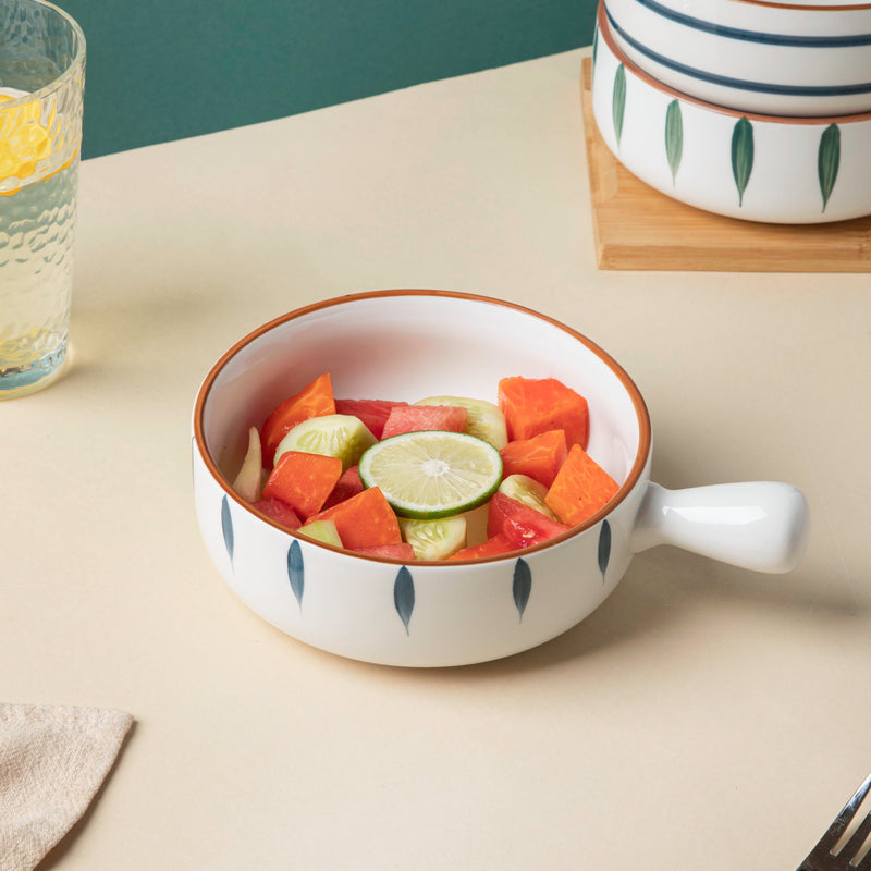 Teardrop Baking Bowl With Handle Blue - Ceramic bowl, salad bowls, snack bowls, bowl with handle, oven bowl | Bowls for dining table & home decor