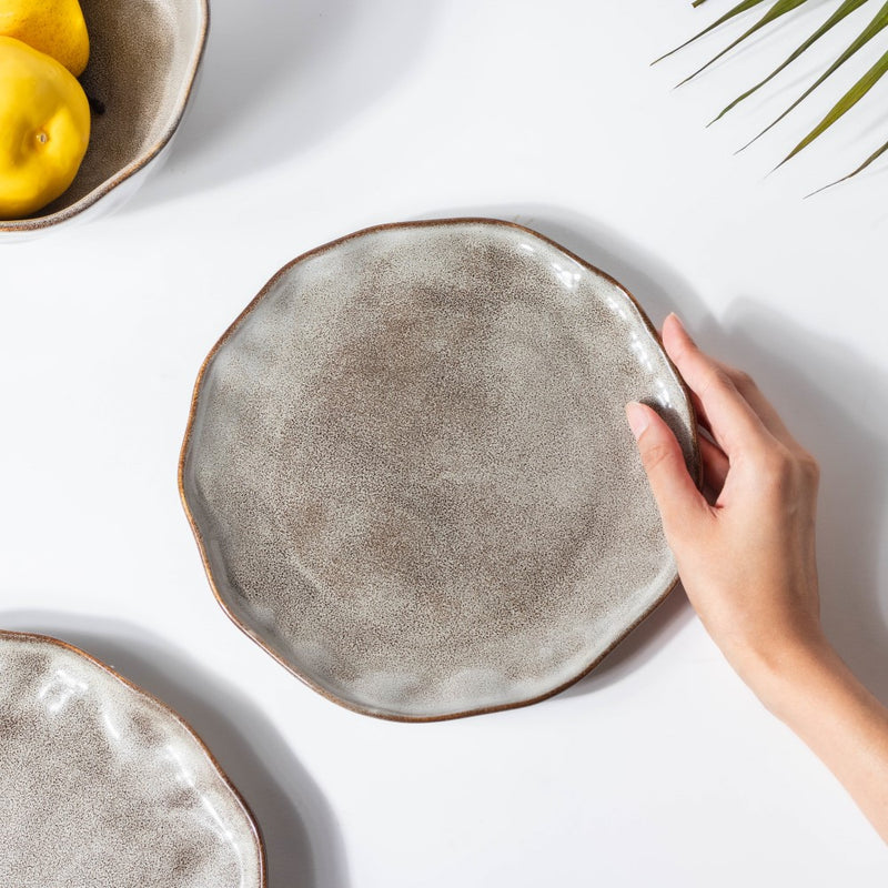 Eclectic Stoneware Snack Plate Grey 8 Inch - Serving plate, snack plate, dessert plate | Plates for dining & home decor