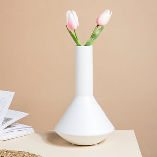 Minimalist Flask Shaped Ceramic Vase White