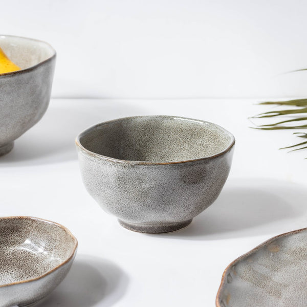 Eclectic Stoneware Ceramic Side Bowl Grey 300 ml - Bowl, soup bowl, ceramic bowl, snack bowls, curry bowl, popcorn bowls | Bowls for dining table & home decor