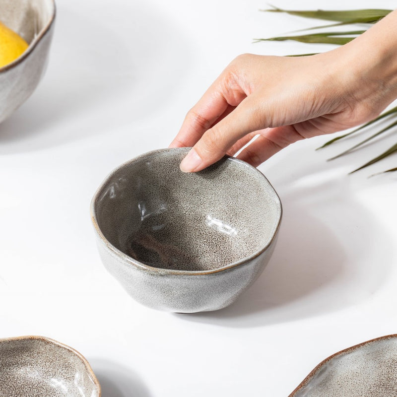 Eclectic Stoneware Ceramic Side Bowl Grey 300 ml - Bowl, soup bowl, ceramic bowl, snack bowls, curry bowl, popcorn bowls | Bowls for dining table & home decor