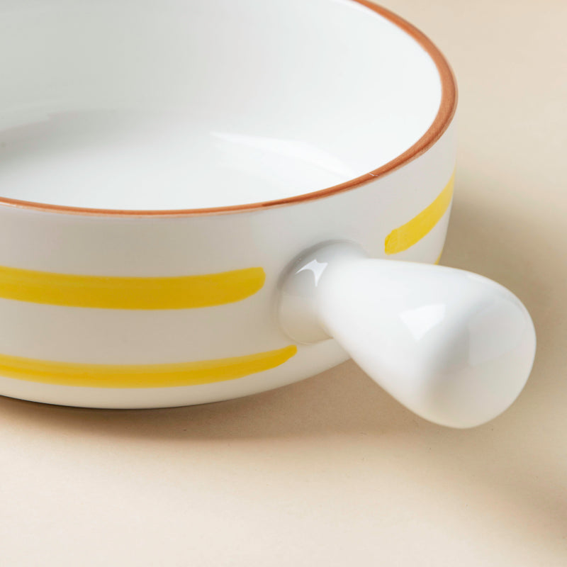 Swirl Baking Bowl With Handle Yellow - Ceramic bowl, salad bowls, snack bowls, bowl with handle, oven bowl | Bowls for dining table & home decor