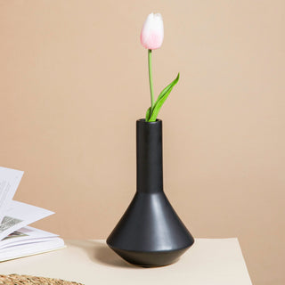 Minimalist Flask Shaped Ceramic Vase Black