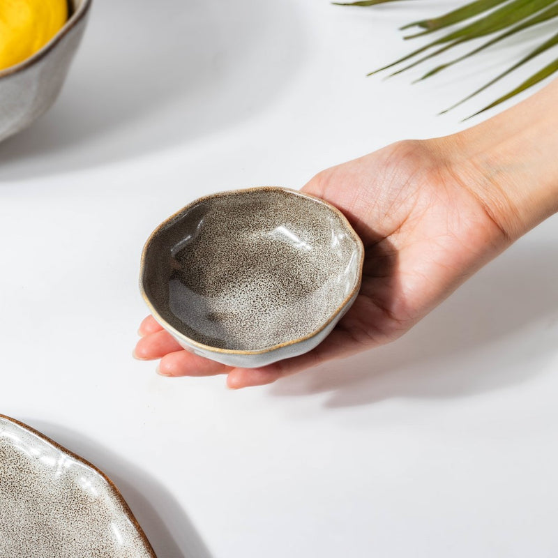 Eclectic Stoneware Dip Bowl Grey 50 ml - Bowl, ceramic bowl, dip bowls, chutney bowl, dip bowls ceramic | Bowls for dining table & home decor 