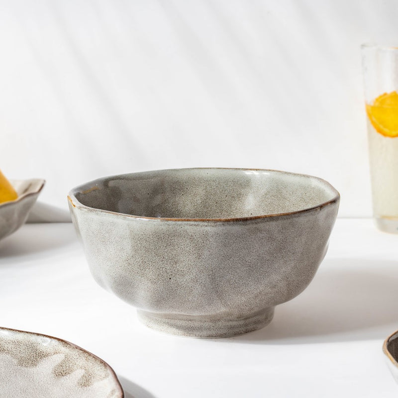 Eclectic Stoneware Serving Bowl Grey 800 ml - Bowl, ceramic bowl, serving bowls, noodle bowl, salad bowls, bowl for snacks, large serving bowl | Bowls for dining table & home decor