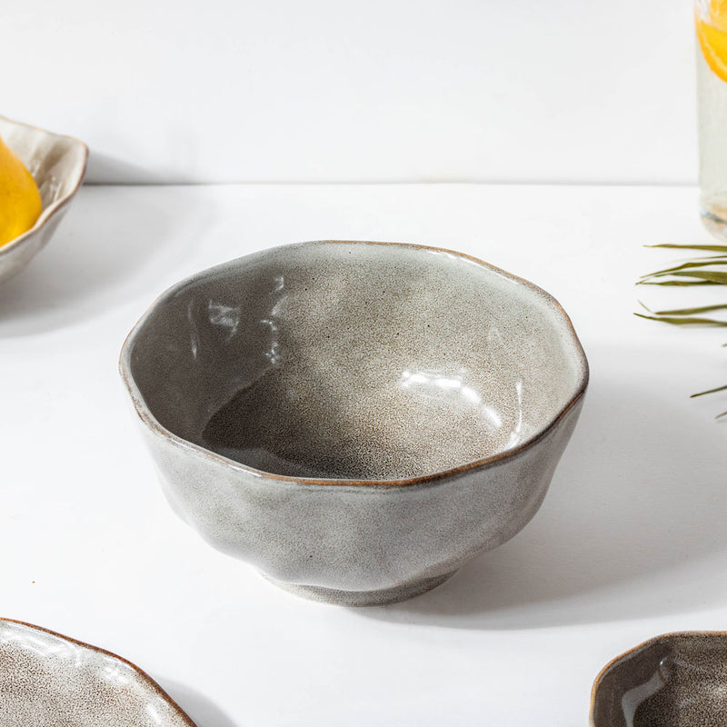 Eclectic Stoneware Serving Bowl Grey 800 ml - Bowl, ceramic bowl, serving bowls, noodle bowl, salad bowls, bowl for snacks, large serving bowl | Bowls for dining table & home decor