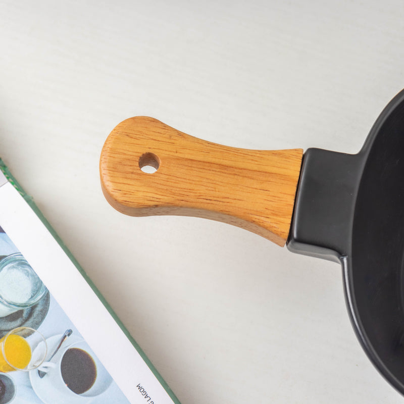 Riona Ceramic Bowl With Wooden Handle Black - Serving bowls, noodle bowl, snack bowl, popcorn bowls | Bowls for dining & home decor