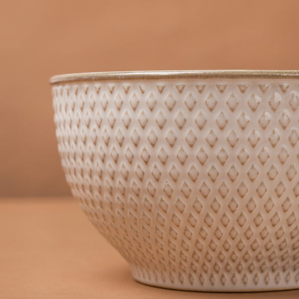 Regina White Textured Soup Bowl 600ml - Bowl,ceramic bowl, snack bowls, curry bowl, popcorn bowls | Bowls for dining table & home decor