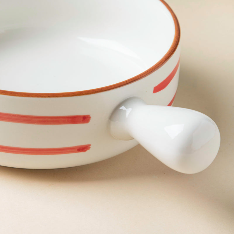 Swirl Baking Bowl With Handle Red - Ceramic bowl, salad bowls, snack bowls, bowl with handle, oven bowl | Bowls for dining table & home decor