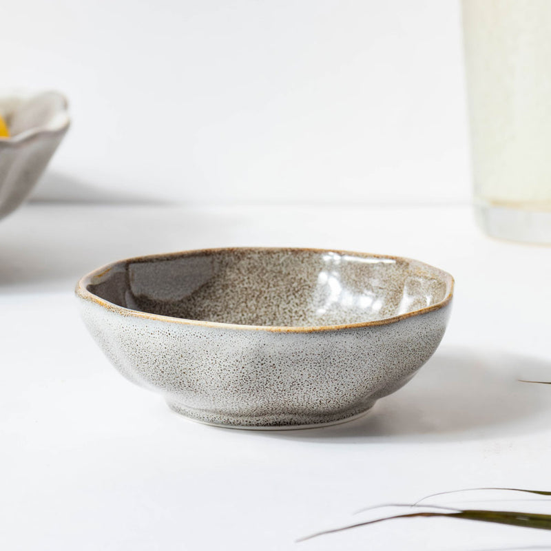 Eclectic Stoneware Dip Bowl Grey 50 ml - Bowl, ceramic bowl, dip bowls, chutney bowl, dip bowls ceramic | Bowls for dining table & home decor 