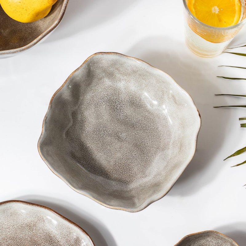 Eclectic Stoneware Snack Dish Grey 450 ml - Bowl,ceramic bowl, snack bowls, curry bowl, popcorn bowls | Bowls for dining table & home decor