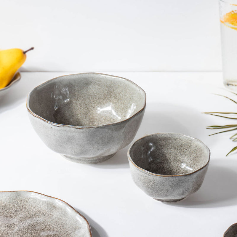 Eclectic Stoneware Serving Bowl Grey 800 ml - Bowl, ceramic bowl, serving bowls, noodle bowl, salad bowls, bowl for snacks, large serving bowl | Bowls for dining table & home decor