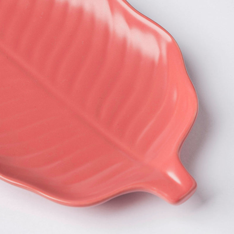 Autumn Pink Leaf Snack Plate 12 Inch - Serving plate, snack plate, dessert plate | Plates for dining & home decor