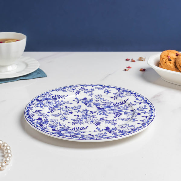 Riona Floral Snack Plate White And Blue 8 Inch - Serving plate, snack plate, dessert plate | Plates for dining & home decor
