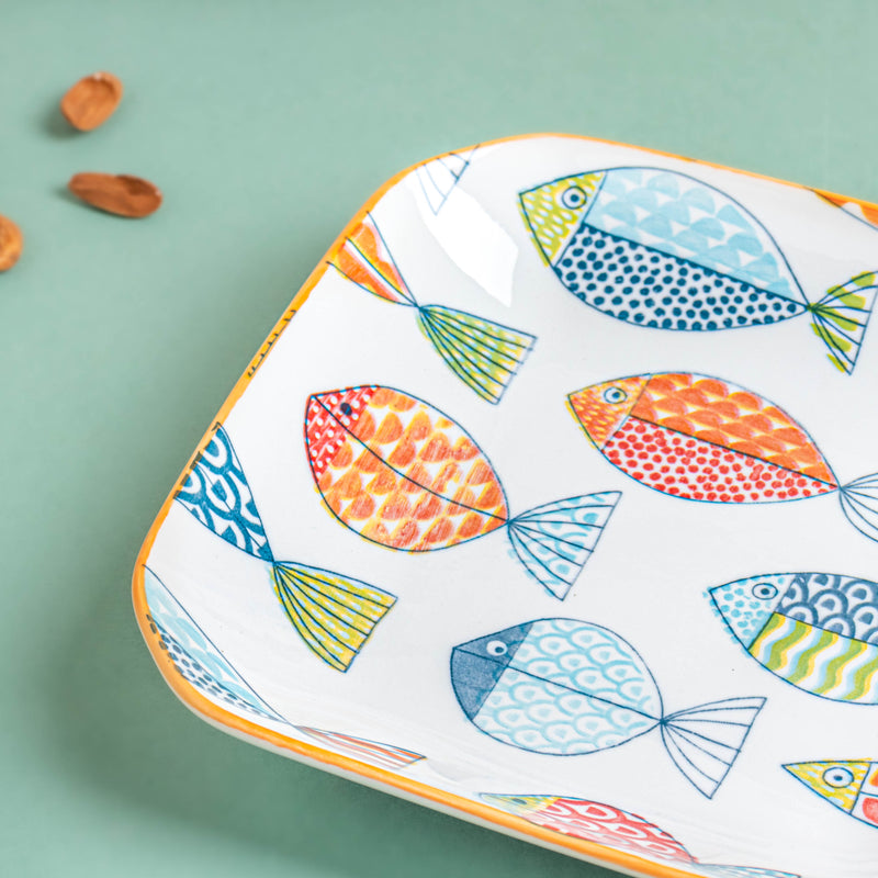 Ukiyo Square Ceramic Snack Plate 8 inch - Serving plate, snack plate, dessert plate | Plates for dining & home decor