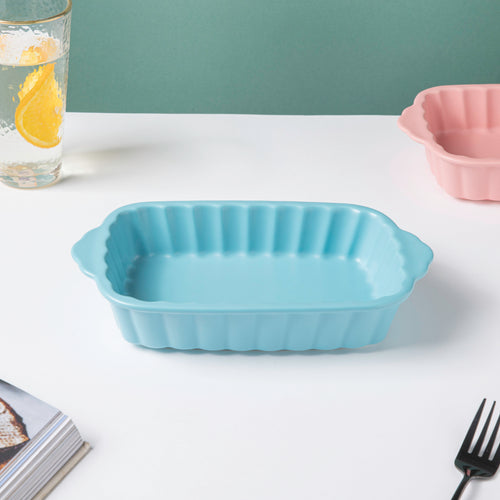 Serena Lily White Ceramic Ribbed Baking Plate Small Online - Premium ...