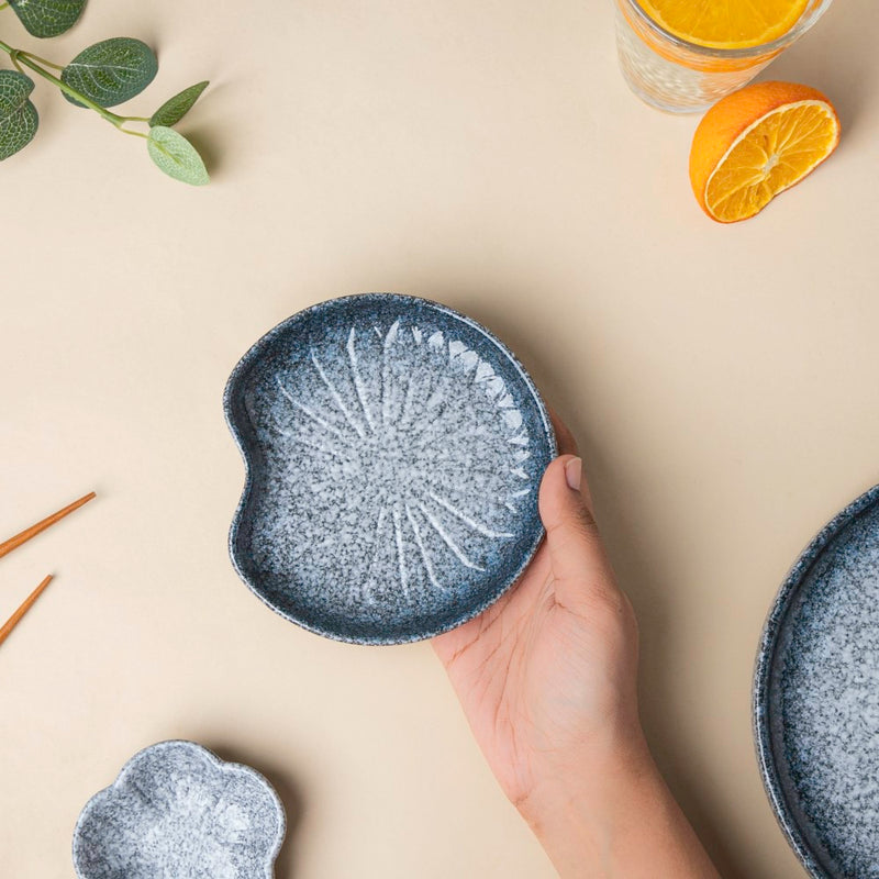 Pebble Glazed Leaf Dessert Plate Blue - Serving plate, small plate, snacks plates | Plates for dining table & home decor