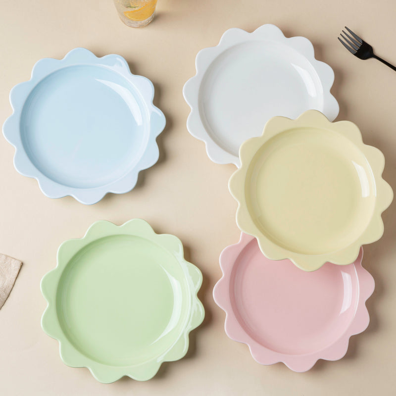 Rosette Ceramic Snack Plate Green 8.5 Inch - Serving plate, snack plate, dessert plate | Plates for dining & home decor