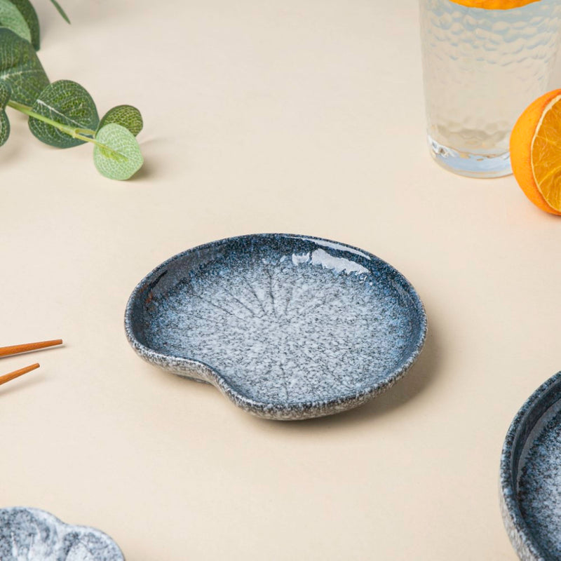 Pebble Glazed Leaf Dessert Plate Blue - Serving plate, small plate, snacks plates | Plates for dining table & home decor