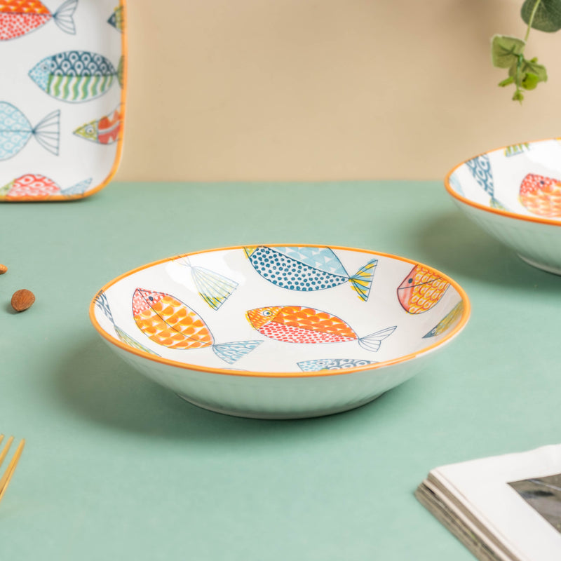 Ukiyo Ceramic Shallow Snack Plate - Serving plate, snack plate, dessert plate | Plates for dining & home decor