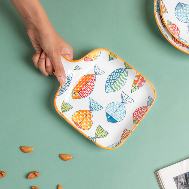 Ukiyo Ceramic Baking Plate With Handle - Ceramic platter, serving platter, fruit platter | Plates for dining table & home decor
