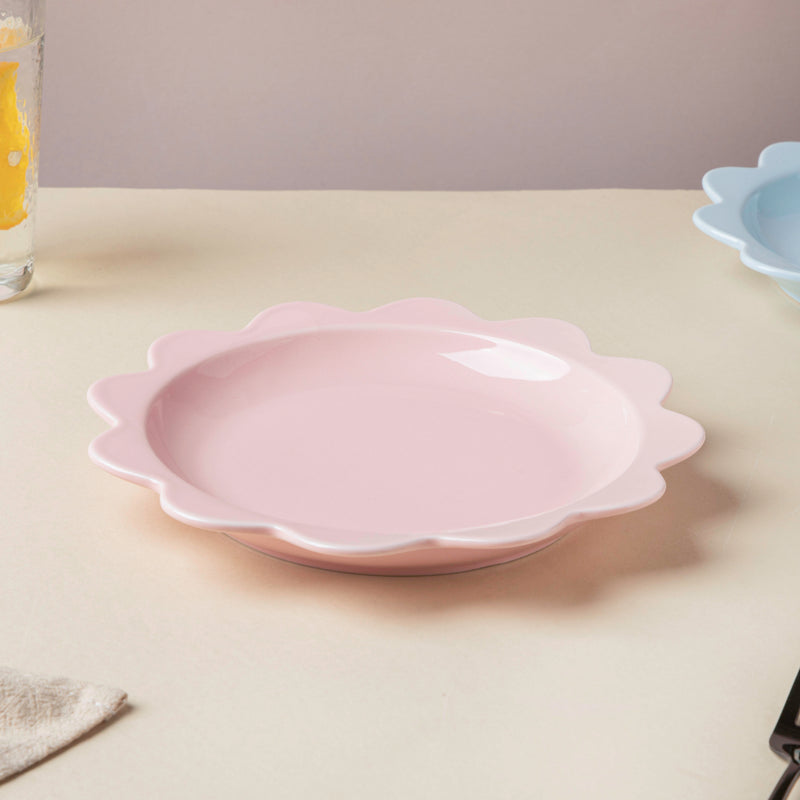 Rosette Ceramic Snack Plate Pink 8.5 Inch - Serving plate, snack plate, dessert plate | Plates for dining & home decor