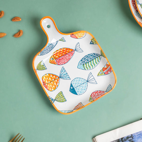Ukiyo Ceramic Baking Plate With Handle - Ceramic platter, serving platter, fruit platter | Plates for dining table & home decor