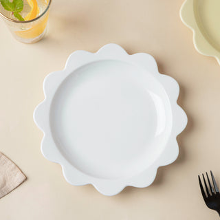 Rosette Ceramic Snack Plate White 8.5 Inch