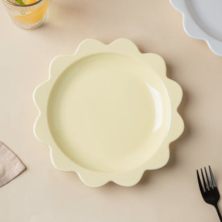 Rosette Ceramic Snack Plate Pastel Yellow 8.5 Inch