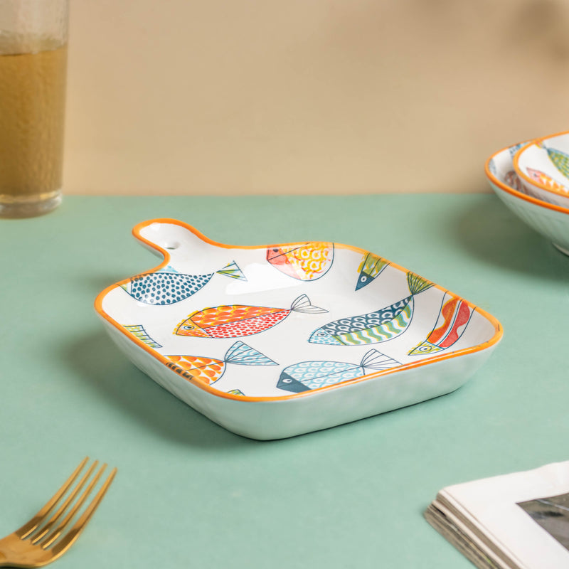 Ukiyo Ceramic Baking Plate With Handle - Ceramic platter, serving platter, fruit platter | Plates for dining table & home decor