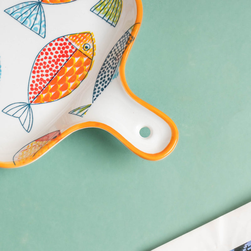 Ukiyo Ceramic Baking Plate With Handle - Ceramic platter, serving platter, fruit platter | Plates for dining table & home decor