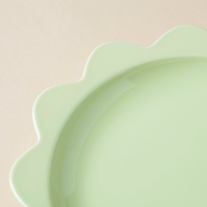 Rosette Ceramic Snack Plate Green 8.5 Inch - Serving plate, snack plate, dessert plate | Plates for dining & home decor