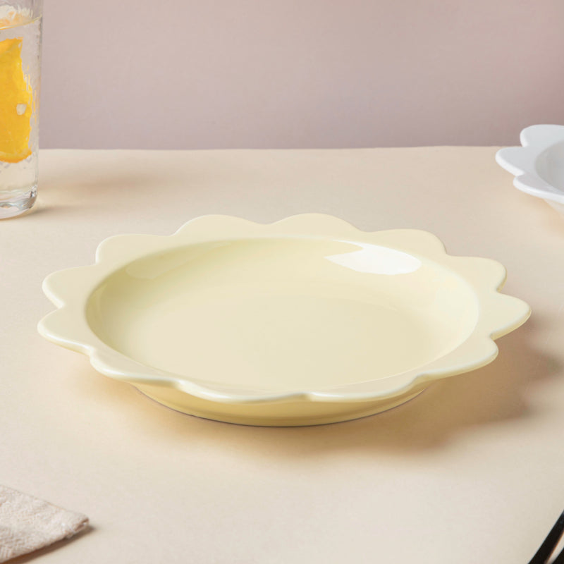 Rosette Ceramic Snack Plate Pastel Yellow 8.5 Inch - Serving plate, snack plate, dessert plate | Plates for dining & home decor