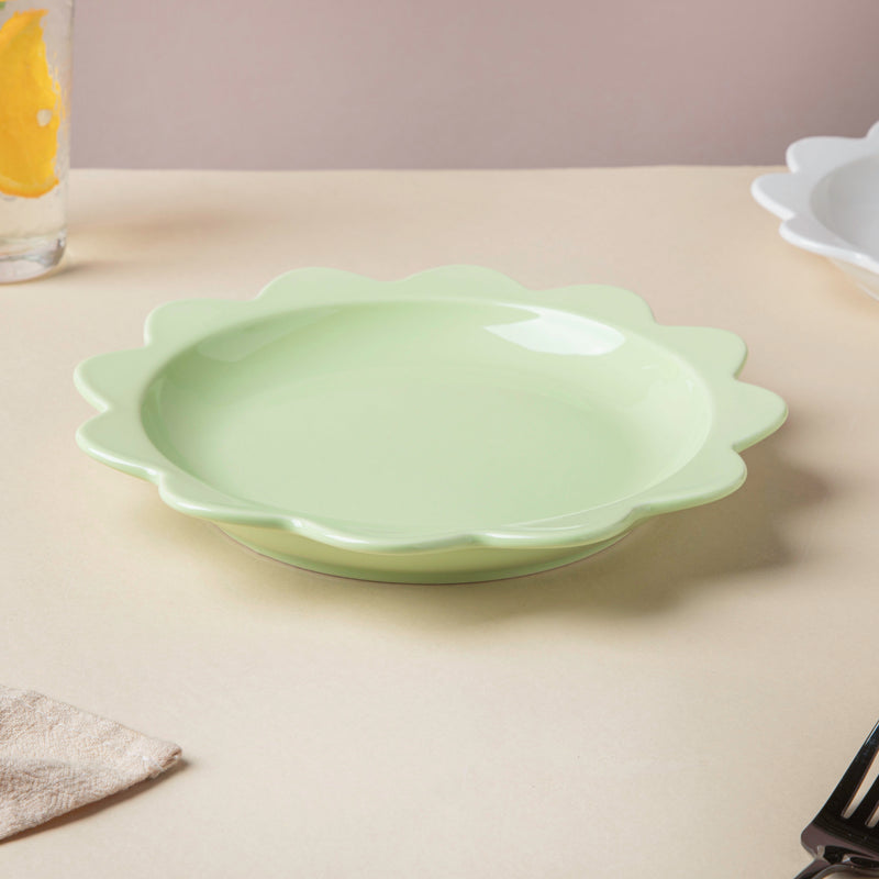 Rosette Ceramic Snack Plate Green 8.5 Inch - Serving plate, snack plate, dessert plate | Plates for dining & home decor