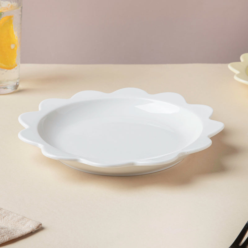 Rosette Ceramic Snack Plate White 8.5 Inch - Serving plate, snack plate, dessert plate | Plates for dining & home decor