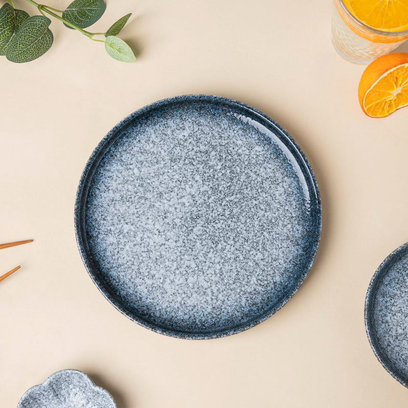 Pebble Glazed Snack Plate Blue White 8 Inch - Serving plate, snack plate, dessert plate | Plates for dining & home decor