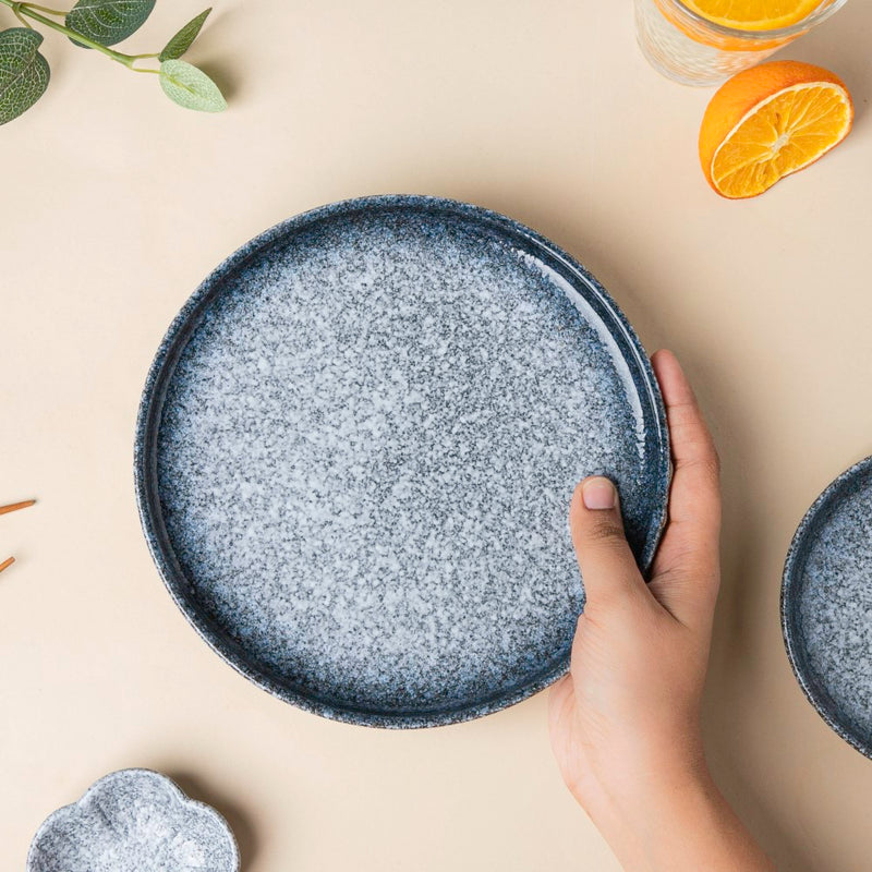 Pebble Glazed Snack Plate Blue White 8 Inch - Serving plate, snack plate, dessert plate | Plates for dining & home decor
