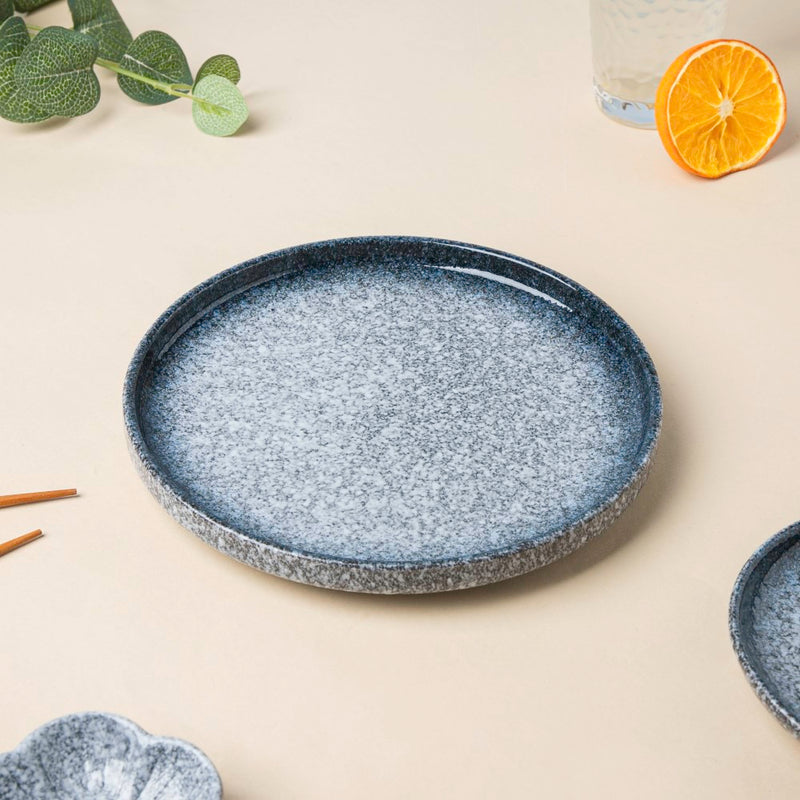 Pebble Glazed Snack Plate Blue White 8 Inch - Serving plate, snack plate, dessert plate | Plates for dining & home decor