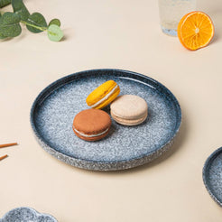 Pebble Glazed Snack Plate Blue White 8 Inch - Serving plate, snack plate, dessert plate | Plates for dining & home decor