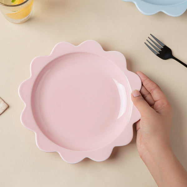 Rosette Ceramic Snack Plate Pink 8.5 Inch - Serving plate, snack plate, dessert plate | Plates for dining & home decor