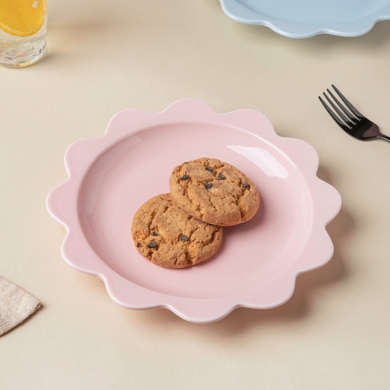 Rosette Ceramic Snack Plate Pink 8.5 Inch - Serving plate, snack plate, dessert plate | Plates for dining & home decor