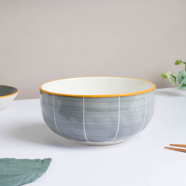 Willow Dark Grey Ceramic Serving Bowl 8 inch - Bowl, ceramic bowl, serving bowls, noodle bowl, salad bowls, bowl for snacks, large serving bowl | Bowls for dining table & home decor