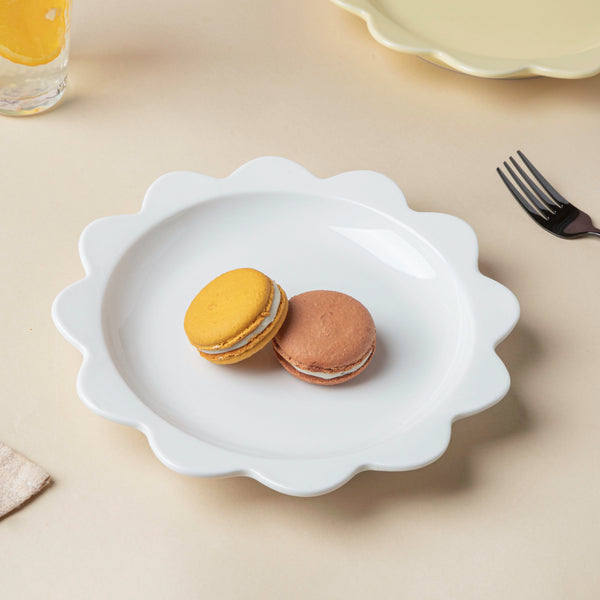 Rosette Ceramic Snack Plate White 8.5 Inch - Serving plate, snack plate, dessert plate | Plates for dining & home decor