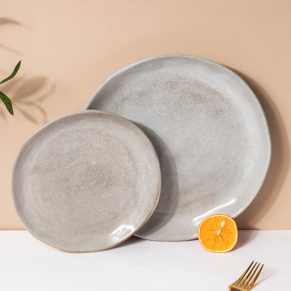 Rustic Handmade Dinner Plate Grey 11 Inch - Serving plate, rice plate, ceramic dinner plates| Plates for dining table & home decor