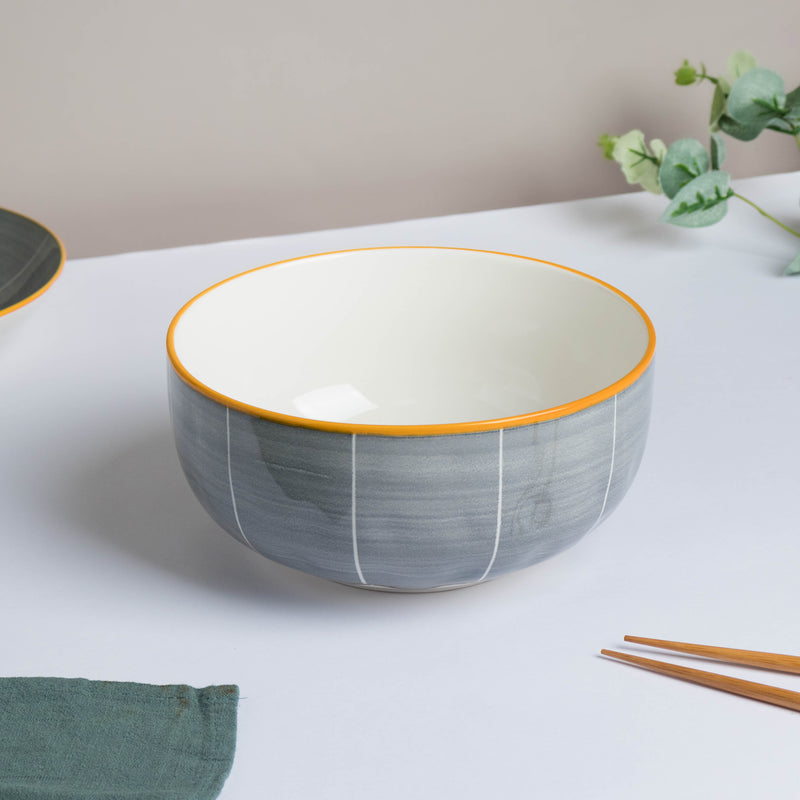 Willow Dark Grey Ceramic Serving Bowl 8 inch - Bowl, ceramic bowl, serving bowls, noodle bowl, salad bowls, bowl for snacks, large serving bowl | Bowls for dining table & home decor